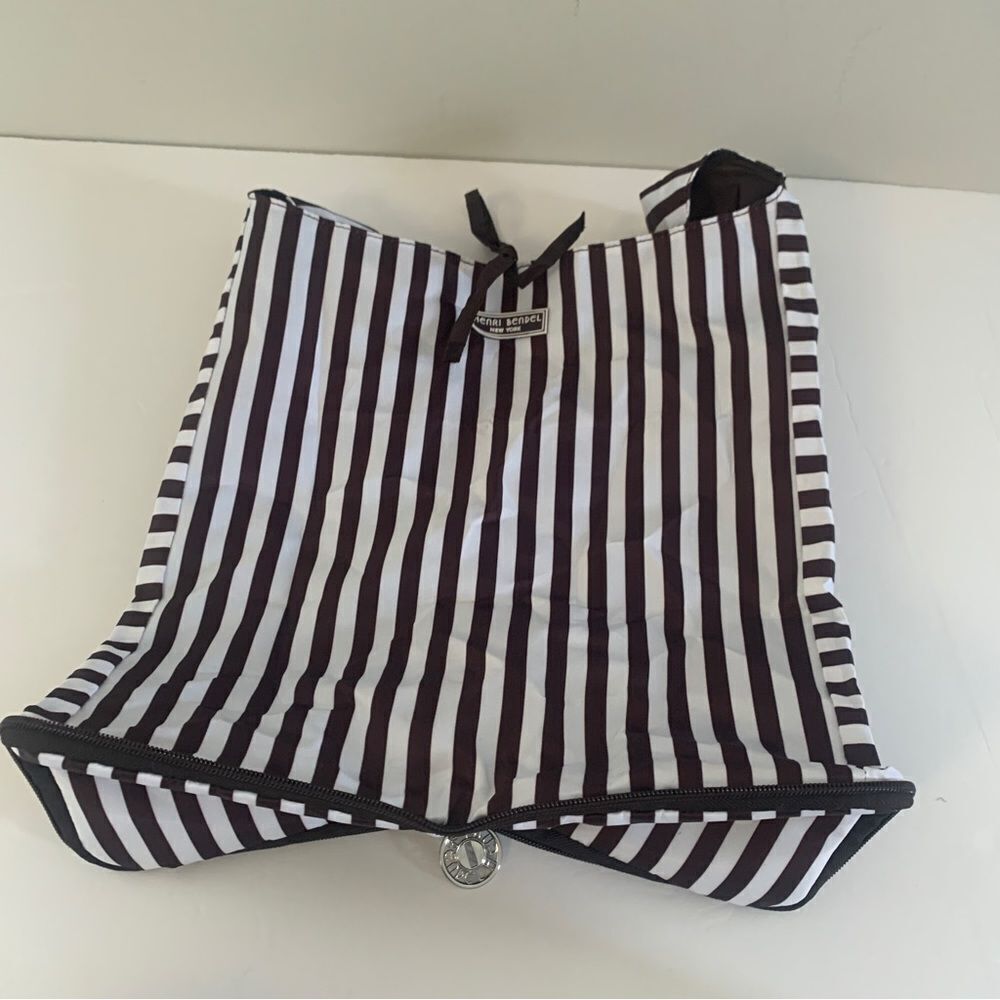 Henri Bendel Packable Black and White Striped Shoulder Bag - Picture 6 of 9